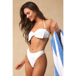 Lulus Chevonne White High-waisted Bikini Bottoms - Size S